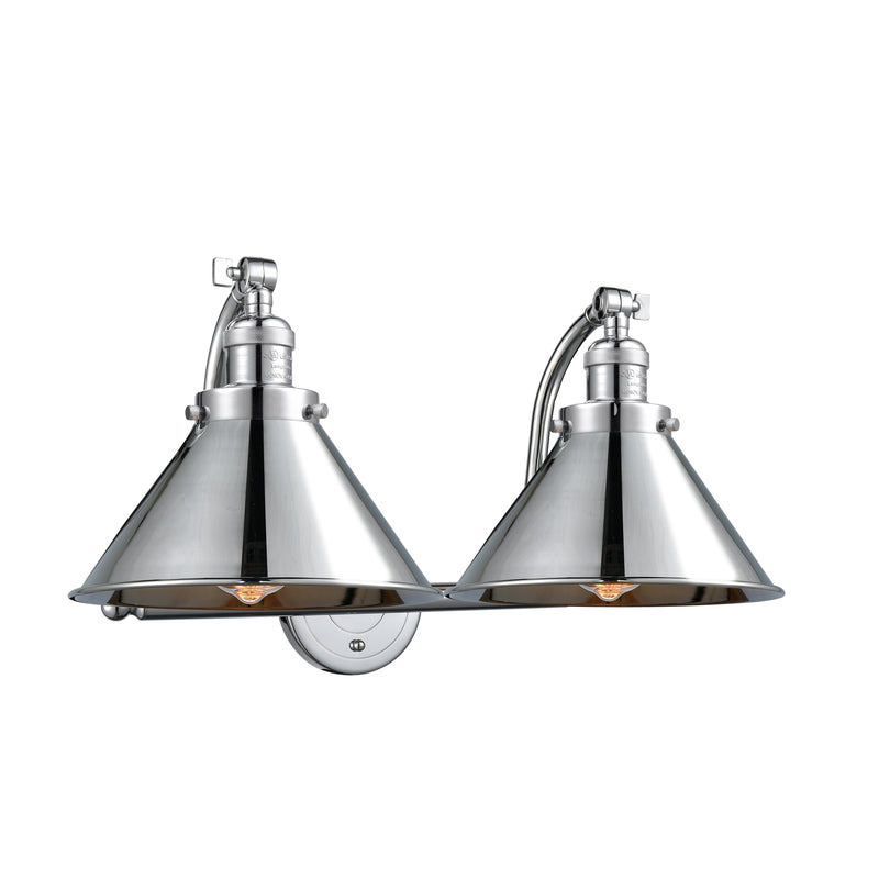 Briarcliff Bath Vanity Light shown in the Polished Chrome finish with a Polished Chrome shade