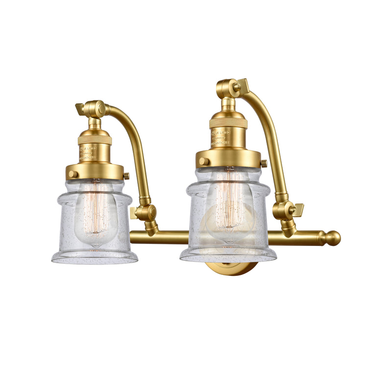 Canton Bath Vanity Light shown in the Satin Gold finish with a Seedy shade