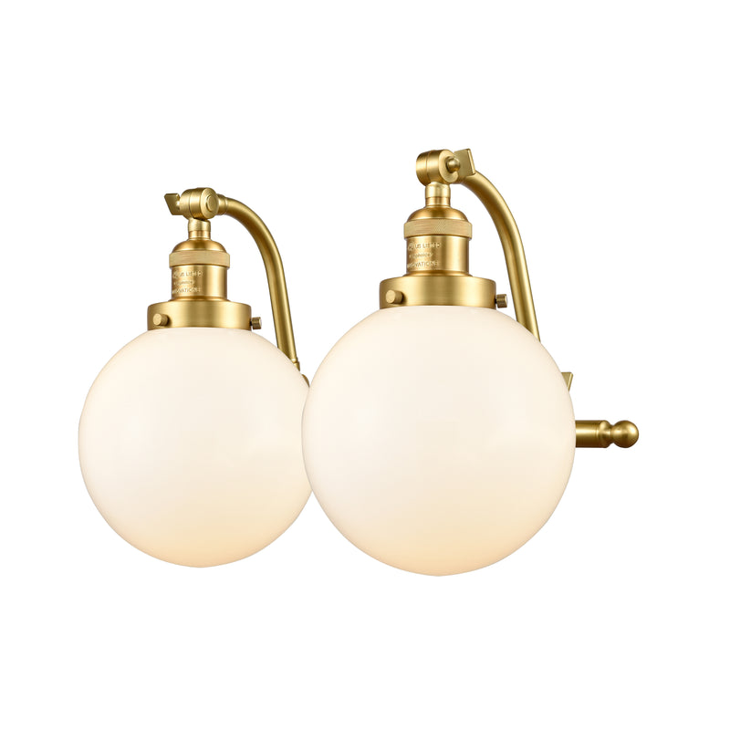 Beacon Bath Vanity Light shown in the Satin Gold finish with a Matte White shade