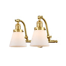 Cone Bath Vanity Light shown in the Satin Gold finish with a Matte White shade