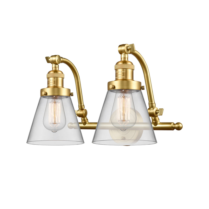 Cone Bath Vanity Light shown in the Satin Gold finish with a Clear shade