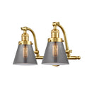 Cone Bath Vanity Light shown in the Satin Gold finish with a Plated Smoke shade