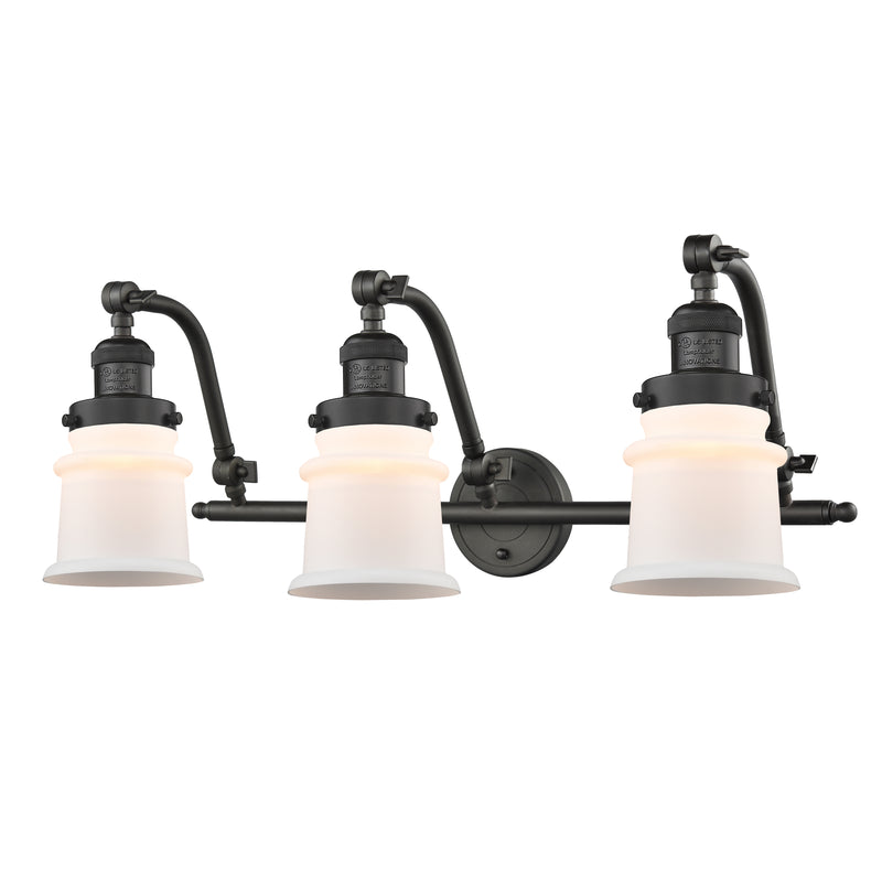 Canton Bath Vanity Light shown in the Oil Rubbed Bronze finish with a Matte White shade