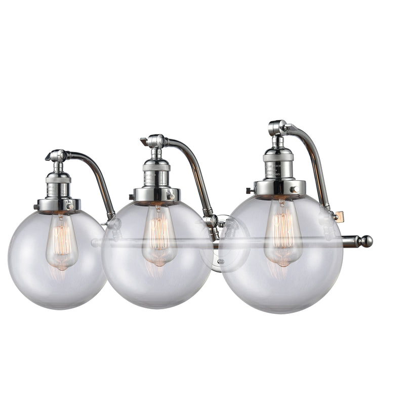 Beacon Bath Vanity Light shown in the Polished Chrome finish with a Clear shade