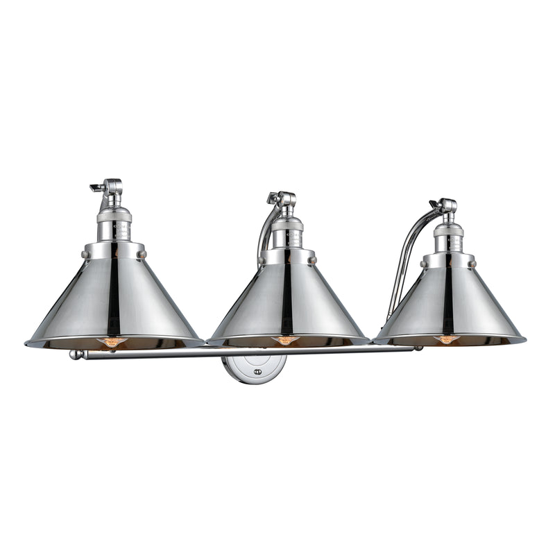 Briarcliff Bath Vanity Light shown in the Polished Chrome finish with a Polished Chrome shade