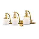 Canton Bath Vanity Light shown in the Satin Gold finish with a Matte White shade