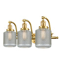 Stanton Bath Vanity Light shown in the Satin Gold finish with a Clear Wire Mesh shade