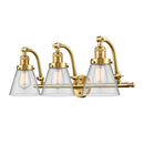 Cone Bath Vanity Light shown in the Satin Gold finish with a Clear shade