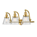 Cone Bath Vanity Light shown in the Satin Gold finish with a Seedy shade