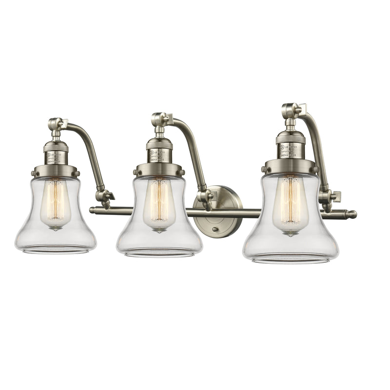 Bellmont Bath Vanity Light shown in the Brushed Satin Nickel finish with a Clear shade