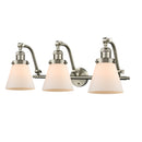 Cone Bath Vanity Light shown in the Brushed Satin Nickel finish with a Matte White shade