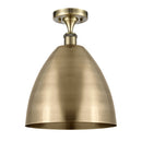 Ballston Dome Semi-Flush Mount shown in the Antique Brass finish with a Antique Brass shade