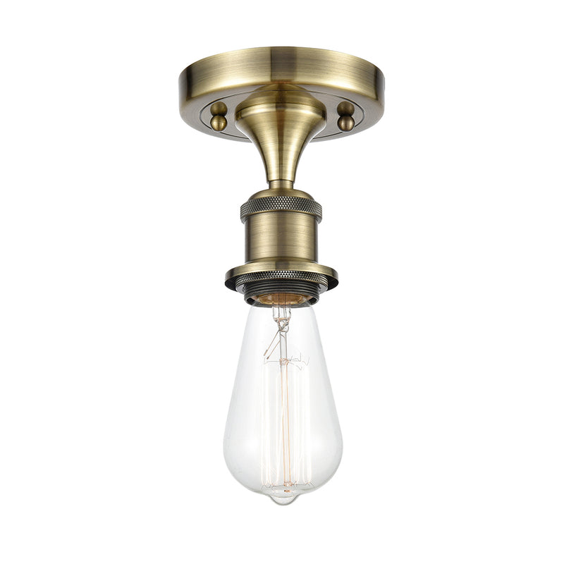 Bare Bulb Semi-Flush Mount shown in the Antique Brass finish