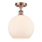 Athens Semi-Flush Mount shown in the Antique Copper finish with a Matte White shade