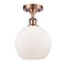 Athens Semi-Flush Mount shown in the Antique Copper finish with a Matte White shade