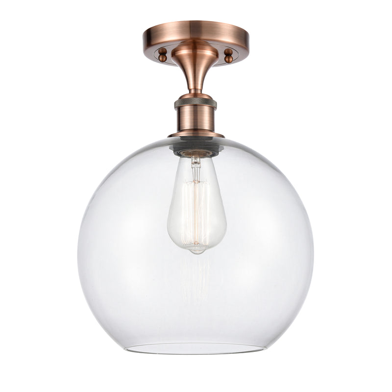 Athens Semi-Flush Mount shown in the Antique Copper finish with a Clear shade