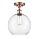 Athens Semi-Flush Mount shown in the Antique Copper finish with a Clear shade