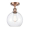 Athens Semi-Flush Mount shown in the Antique Copper finish with a Clear shade