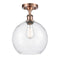 Athens Semi-Flush Mount shown in the Antique Copper finish with a Seedy shade