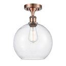 Athens Semi-Flush Mount shown in the Antique Copper finish with a Seedy shade