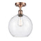 Athens Semi-Flush Mount shown in the Antique Copper finish with a Seedy shade