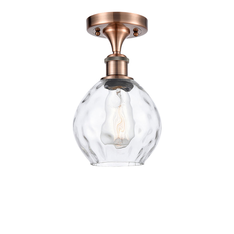 Waverly Semi-Flush Mount shown in the Antique Copper finish with a Clear shade