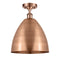 Ballston Dome Semi-Flush Mount shown in the Antique Copper finish with a Antique Copper shade