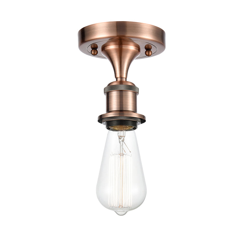 Bare Bulb Semi-Flush Mount shown in the Antique Copper finish