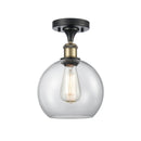 Athens Semi-Flush Mount shown in the Black Antique Brass finish with a Clear shade