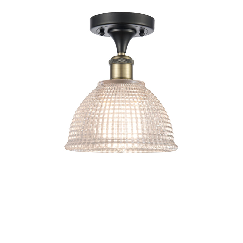 Arietta Semi-Flush Mount shown in the Black Antique Brass finish with a Clear shade