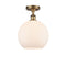 Athens Semi-Flush Mount shown in the Brushed Brass finish with a Matte White shade