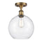 Athens Semi-Flush Mount shown in the Brushed Brass finish with a Seedy shade