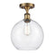 Athens Semi-Flush Mount shown in the Brushed Brass finish with a Seedy shade