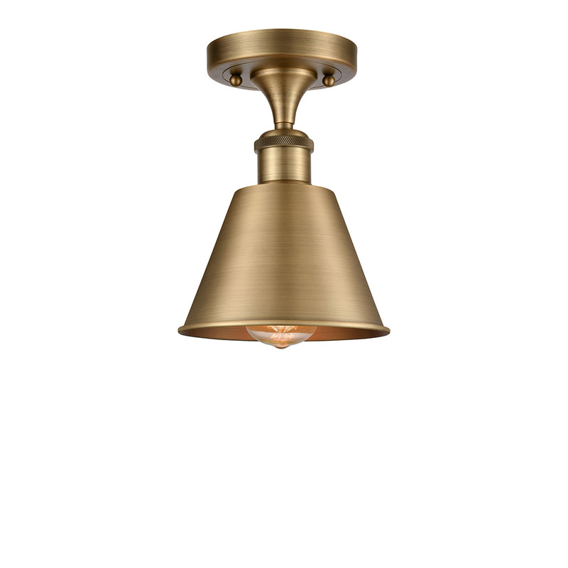 Smithfield Semi-Flush Mount shown in the Brushed Brass finish with a Brushed Brass shade