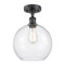 Athens Semi-Flush Mount shown in the Matte Black finish with a Seedy shade