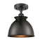 Adirondack Semi-Flush Mount shown in the Matte Black finish with a Matte Black shade