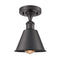 Smithfield Semi-Flush Mount shown in the Matte Black finish with a Matte Black shade