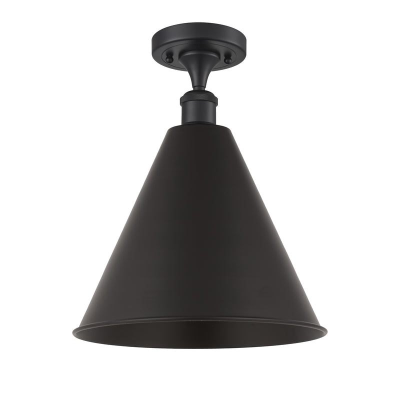 Innovations Lighting Ballston Cone 1 Light Semi-Flush Mount 516-1C-BK-MBC-16-BK