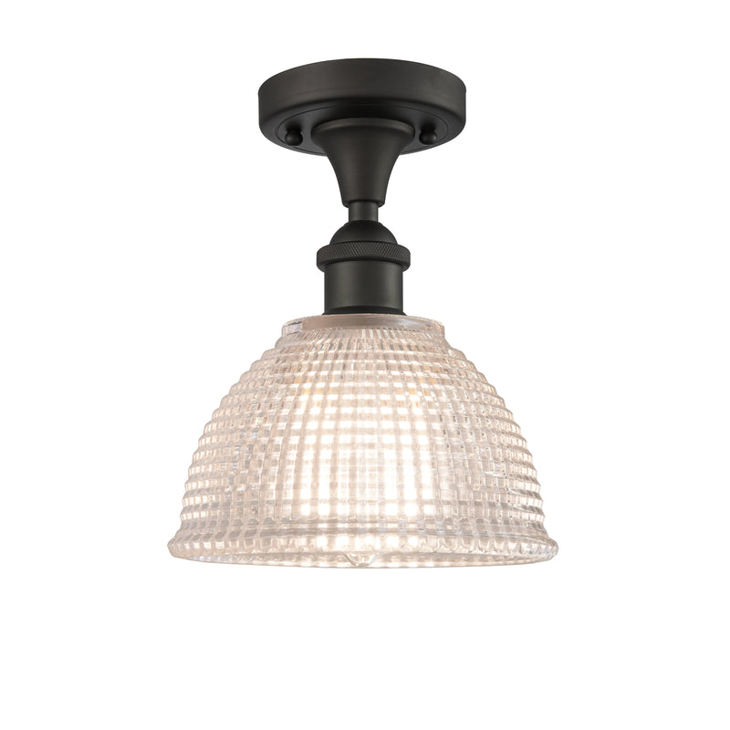 Arietta Semi-Flush Mount shown in the Oil Rubbed Bronze finish with a Clear shade