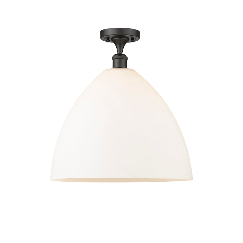 Ballston Dome Semi-Flush Mount shown in the Oil Rubbed Bronze finish with a Matte White shade