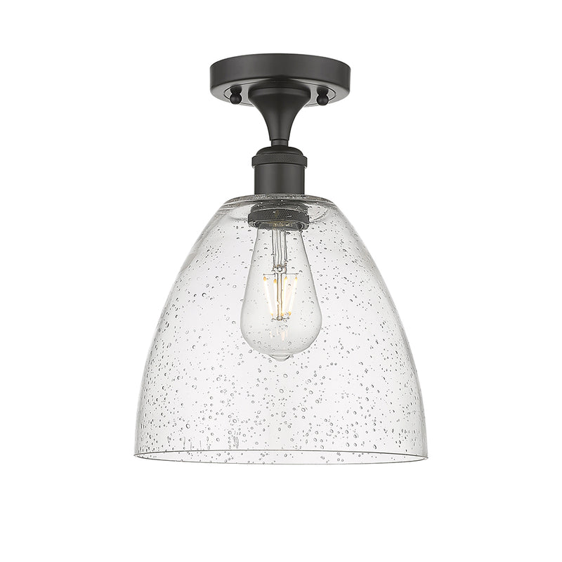 Ballston Dome Semi-Flush Mount shown in the Oil Rubbed Bronze finish with a Seedy shade