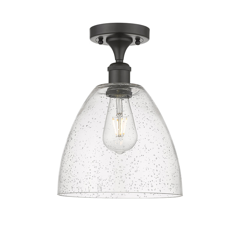 Ballston Dome Semi-Flush Mount shown in the Oil Rubbed Bronze finish with a Seedy shade