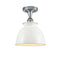 Adirondack Semi-Flush Mount shown in the Polished Chrome finish with a Glossy White shade