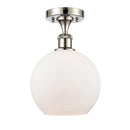 Athens Semi-Flush Mount shown in the Polished Nickel finish with a Matte White shade