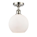 Athens Semi-Flush Mount shown in the Polished Nickel finish with a Matte White shade