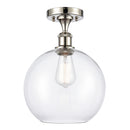 Athens Semi-Flush Mount shown in the Polished Nickel finish with a Clear shade