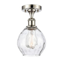 Waverly Semi-Flush Mount shown in the Polished Nickel finish with a Clear shade