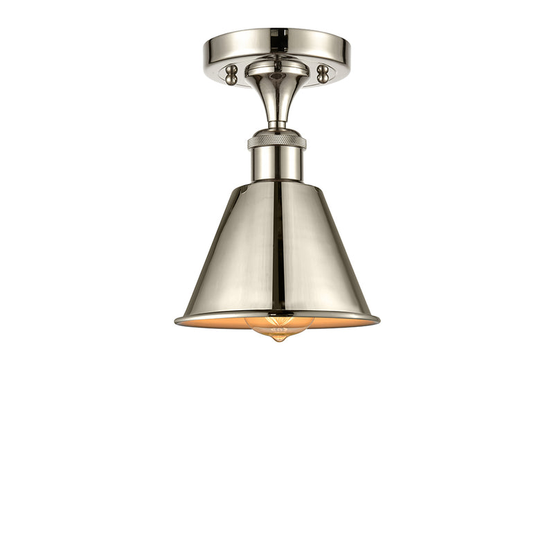 Smithfield Semi-Flush Mount shown in the Polished Nickel finish with a Polished Nickel shade