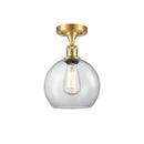 Athens Semi-Flush Mount shown in the Satin Gold finish with a Clear shade