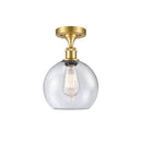 Athens Semi-Flush Mount shown in the Satin Gold finish with a Seedy shade